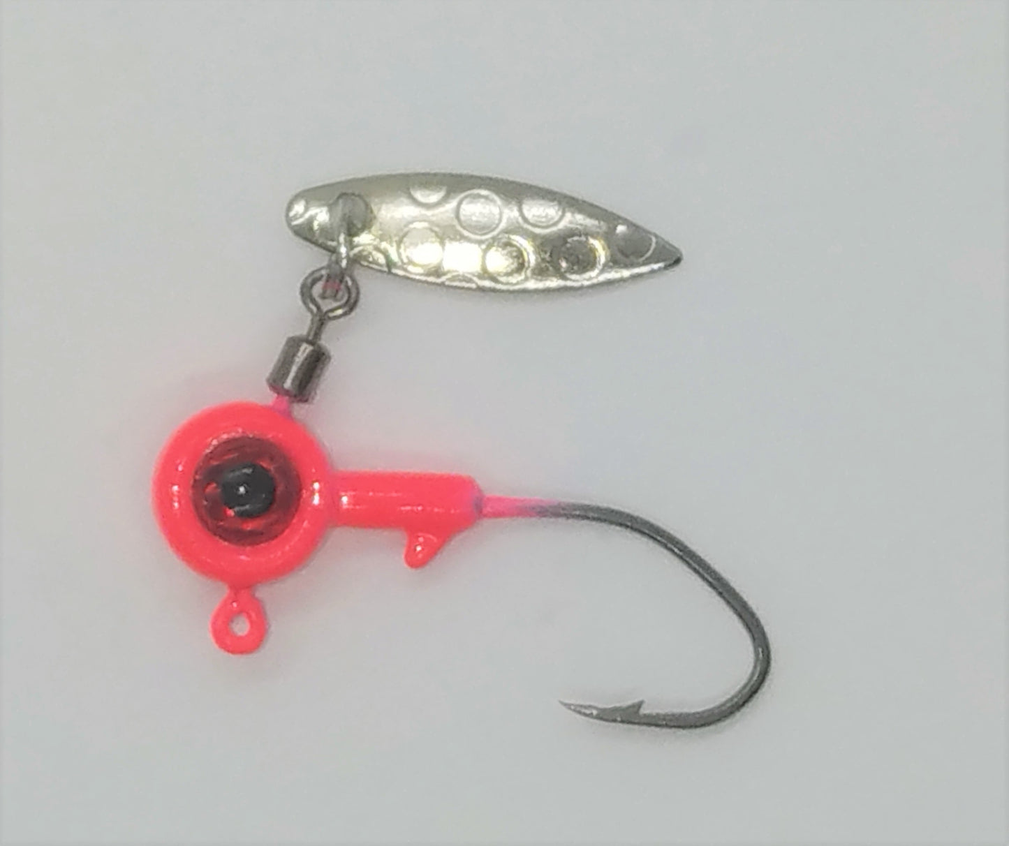 Spinner Jig Head - Pink Fire Eye With Barbed Hook