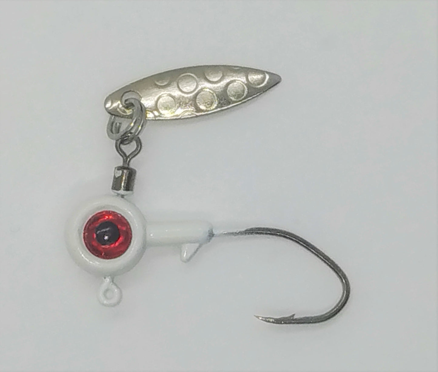 Spinner Jig Head - White Fire Eye With Barbed Hook