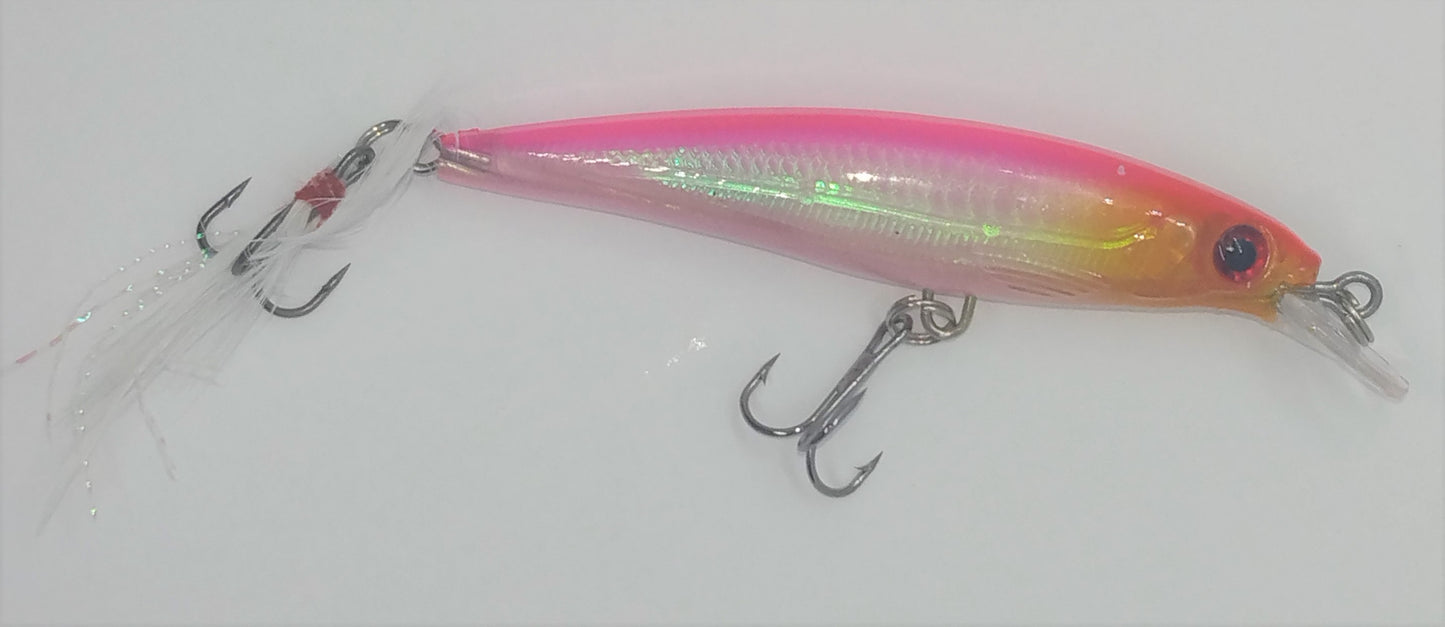 Minnow - Pink With Flash Feather Teaser Tail