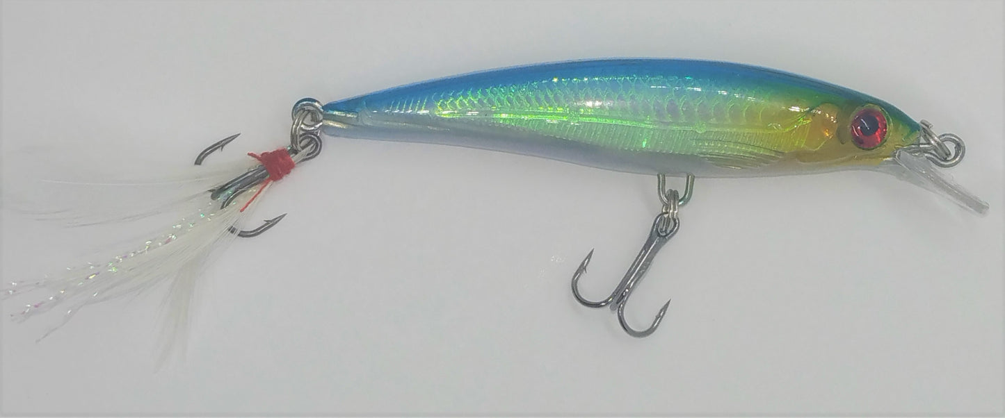 Minnow - Blue Back With Flash Feather Teaser Tail