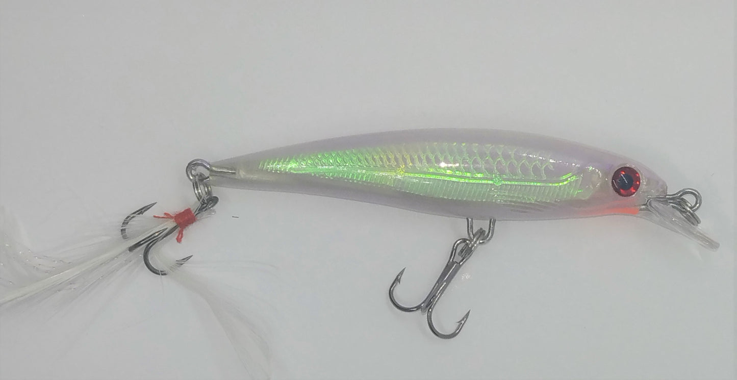 Minnow - White With Flash Feather Teaser Tail