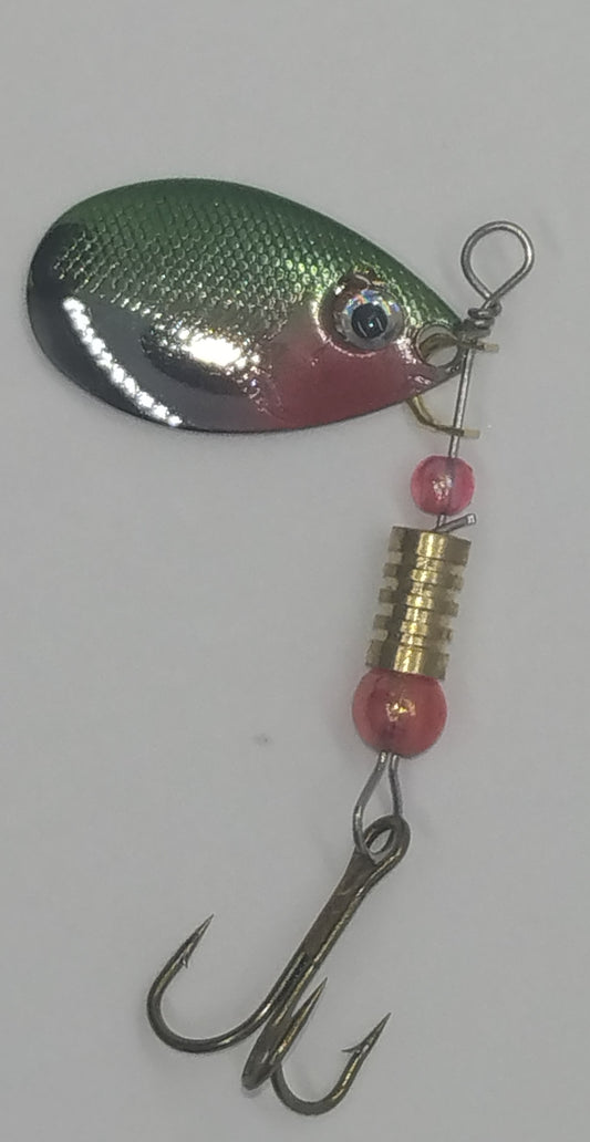 In-Line Spinner -Fish Head Green/Rose